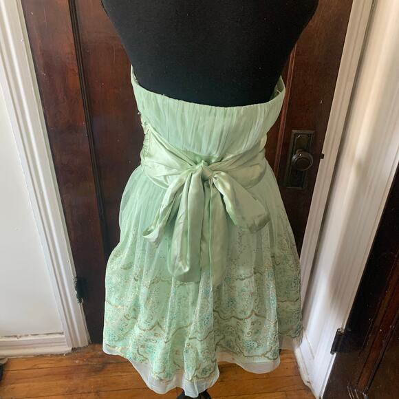 Morgan& Co Light Green Fairy FairyCore Strapless Gown Prom Dress Sz 11/12 Tulle - Picture 6 of 16